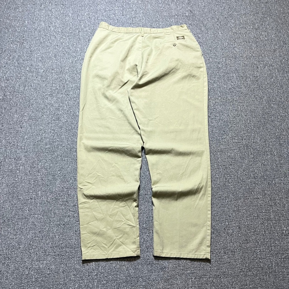 Vintage Dickies Pleated Chino Pants Mens Khaki Tan Straight Leg Workwear 90s